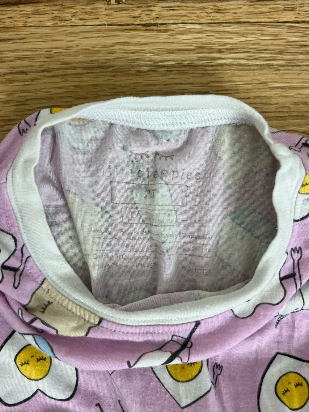 Little Sleepies Lavender Egg Face Pajama Set size 2T